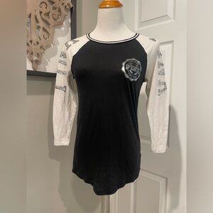 Pink Victoria's Secret Silver Sequin Baseball Tee Shirt Top Size Extra Small